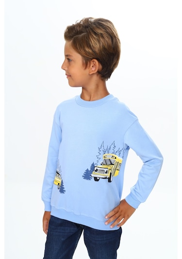 Toontoy Erkek Çocuk Baskılı Sweatshirt Mavi