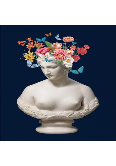 Çiçekli Heykel Kuru Kafa Ve Dünya Doğal Taş Bardak Altlığı 4'lü Set - Natural Stone Coasters - Taş Çok Renkli