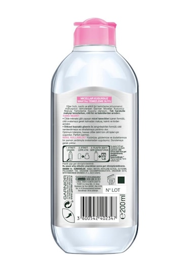 Garnier Micellar Hassas Ciltler için Kusursuz Makyaj Temizleme Suyu 200 ML