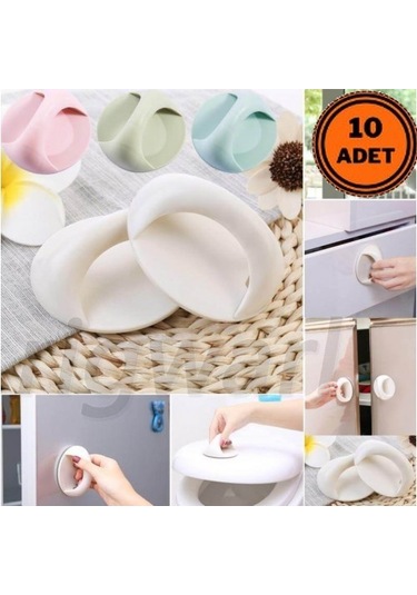 10 Adet Çok Amaçlı Yapışkanlı Tutacak Kulp Çekmece Dolap Kulpu