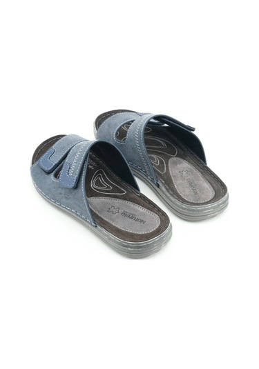 Gezer Naturela Comfort Erkek Yazlık İç Taban Hakiki Deri Çift Cırtlı Ayarlanabilir Rahat Taban Günlü Lacivert