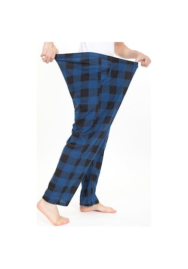 Büyük Beden Erkek Pijama Altı Cepli Fermuarlı Blr-08- 1017 Mavi