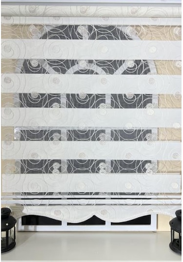 Storburada Zebra Stor Nakışlı Ekru Etek Dilimli St 126 Ekru