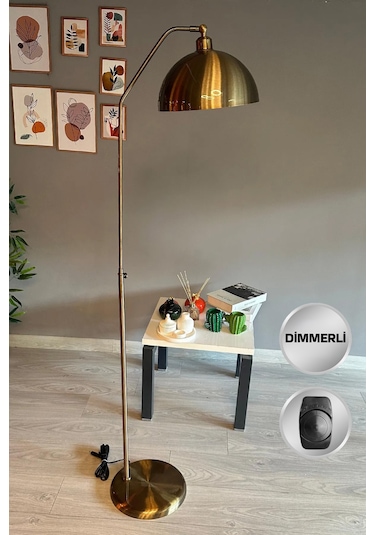 Dimmerli Işığı Ayarlanabilen Işığı Artırılıp Azaltılabilen Eskitme Hareketli Başlık Metal Lambader Eskitme