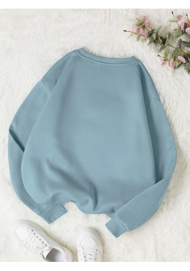 Adrif Deniz Renkli Oversize Bisiklet Yaka Pamuklu Sweatshirt