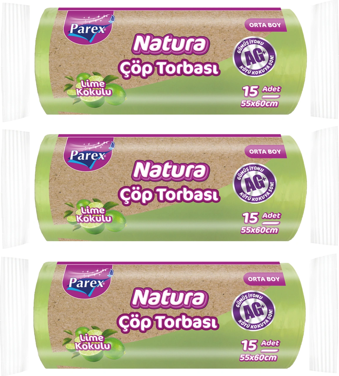 Natura Çöp Torbası Orta Boy 15'li 55 X 60 Cm Üçlü Paket