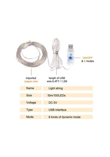 Beyaz Noel Led Işıkları 10 M Peri Işık Usb Yeni Yıl Düğün Parti Tatil Festoon Açık Sokak Çelenk Odası Aydınlatma Süslemeleri Beyaz