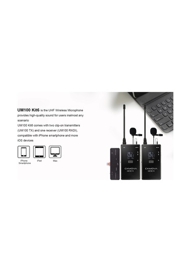 Ckmova Um100 Kit 6 Apple Uyumlu iPhone iOS için Kablosuz Yaka Mikrofon Seti