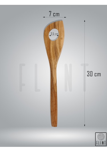 Zeytin Ağacı El Yapımı Tahta Ahşap Spatula Yemek Kaşığı 30 Cm