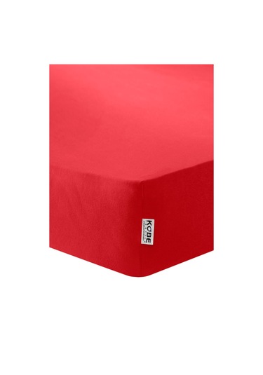 Penye Lastikli Çarşaf, Tek Kişilik , Kırmızı, Pamuk-elastan Örme Kumaş, 230 Gr/m² Kırmızı
