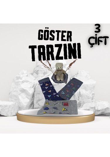 Garanti Çorap Eğlenceli Desenli Unisex Soket 3 Lü 11a Çok Renkli