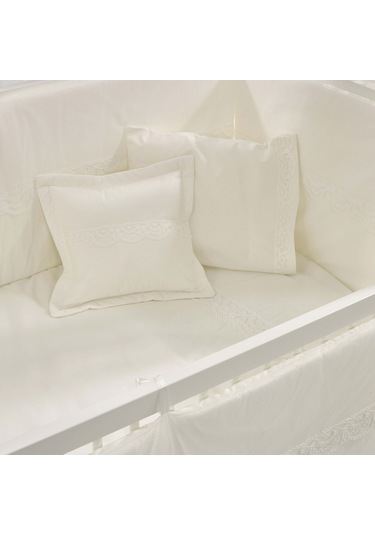 Meltem Kids Mondo Sallanır Ahşap Anne Yanı Beşik - 60x120 CM (Beyaz-Krem) Krem