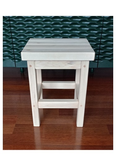 Doğal Ahşap Tabure, Ham, Zımparalanmış, Cilasız, Kare 32cmx32cmx40cm Doğal Ahşap