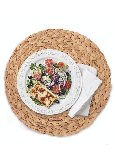 6'lı Amerikan Servis Hasır Supla Bambu Büyük Amerikan Servis Bej