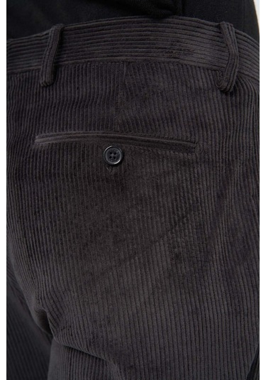 Koyu Antrasit Fitilli Desen Kadife Pamuklu Yan Cep Comfort Fit Classic Pantolon 1003245160 Koyu Antrasit