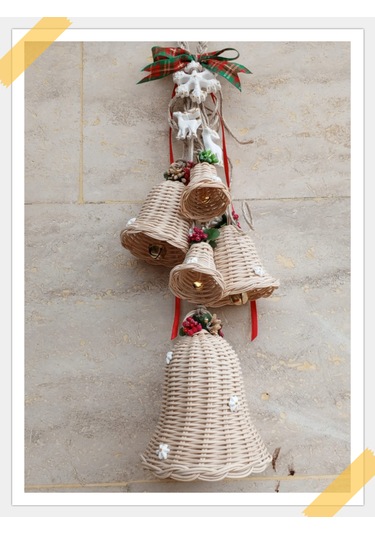 Bambu Noel Çanı 5'li Dekoratif Tasarım 53cm