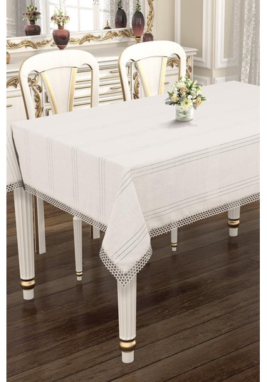 Asu 160x220 Cm Tek Masa Örtüsü Krem Krem