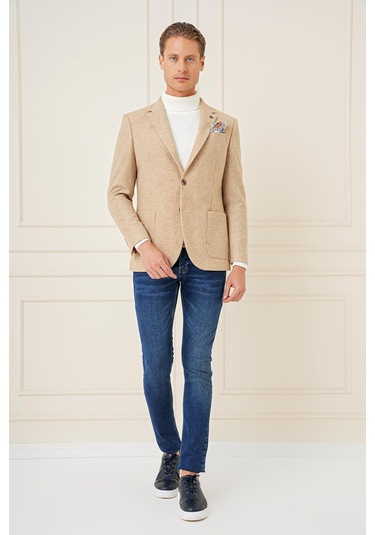 C 689 Slim Fit Bej Spor Ceket Bej