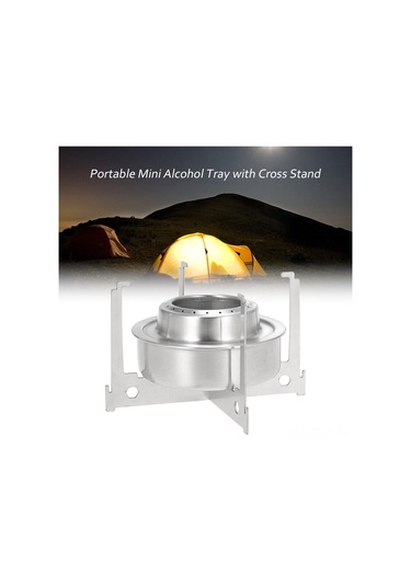 Tenfowee Kompakt Ultralight Çelik Alkol Ocağı, Katlanabilir Ayaklı, 120ml, Kamp Ve Bisiklet Turları İçin Taşınabilir Isıtma Aleti Gümüş