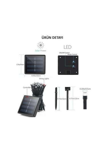 Solar 100 Ledli 12 Metre Bahçe Aydınlatma