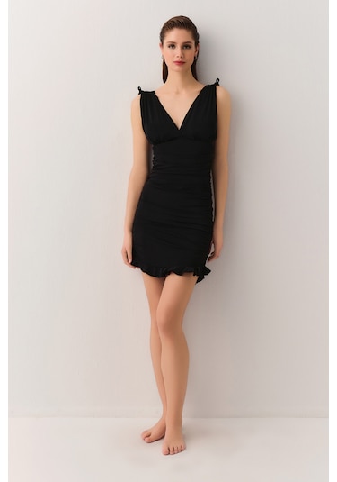 Suwen Drapeli Etekli Toparlayıcı Mayo Sbn25770012 Siyah