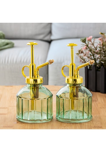 Perotti 15733 2li Yeşil Vintage Cam Bitki Sulama Şişesi Sulama Ka