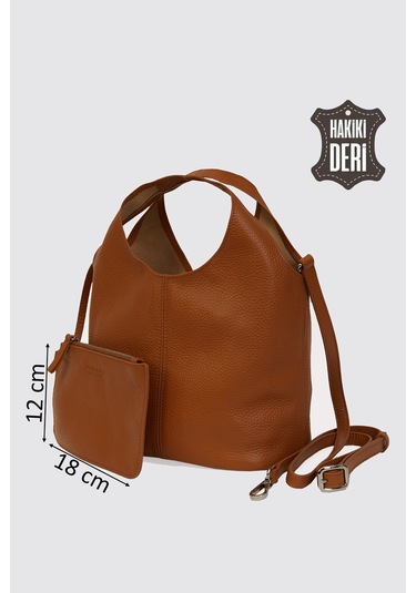 Hakiki Deri Kadın El Çantası Taba Smr9200-2 Taba