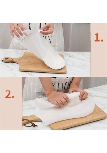 Buffer Büyük Hamur Torbası Silikon Şeffaf Hamur Yoğurma Torbası Ekmek Makarna Mantı Hamuru Kolay