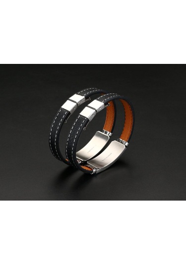 Deri&Çelik Kombinli Kişiye Özel İsim Harf/Yazılı Boğa Burcu Erkek