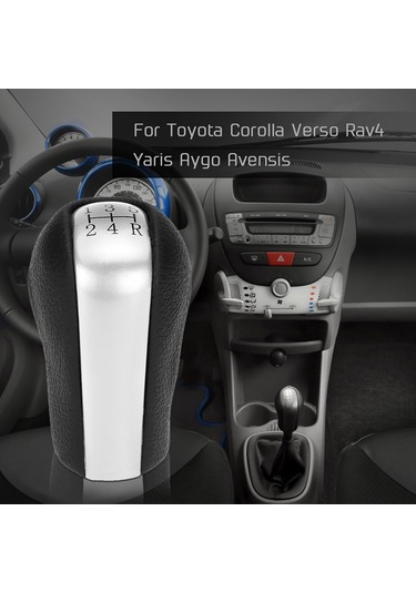 Dofolink Toyota Corolla/rav4/verso/aygo İçin 5 Vitesli Abs+pu Deri Değiştirme Vites Topu Siyah-gümüş Diğer