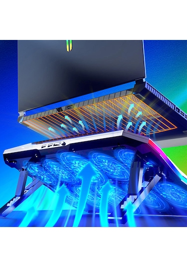 10 Fanlı Rgb Işıklı Gaming Bilgisayar Labtop Soğutucu 7 Kademeli