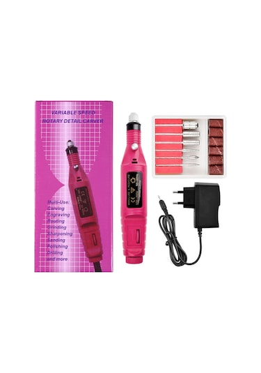 Yifomall Evde Salon Keyfi: Taşınabilir Elektrikli Tırnak Bakım Seti, Hız Ayarlı, 6 Uçlu, Pembe Renk, Avrupa Fişi