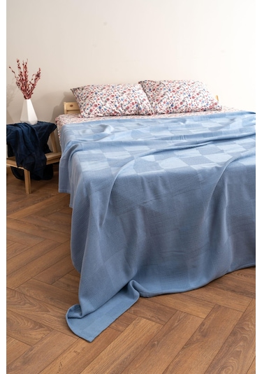 Soley Serenity %100 Pamuk 200 X 220 Cm Çift Kişilik Pike Mavi