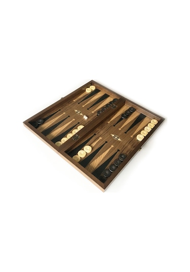Helena Wood Art Eko El Yapımı Ahşap Tavla Ceviz Damasız