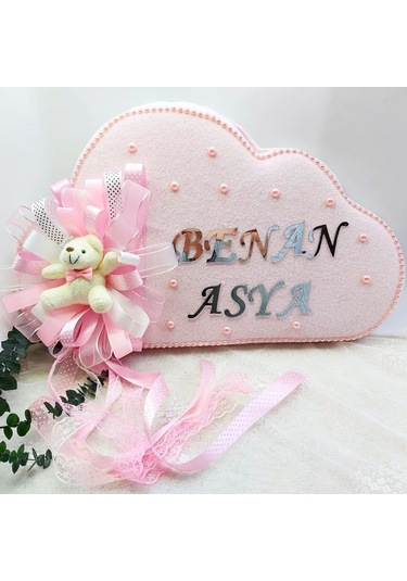 İnci Süslemeli Taç Bebek Odası Kapı Süsü Çok Renkli