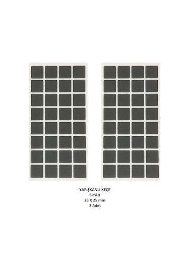 Zemin Koruyucu, 25x25 mm Keçe, Siyah (2 Adet)