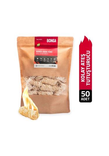 Bonga Mangal Ve Ateş Tutuşturucu 50 Adet 700 GR - Jel Ve Çıra Alternatifi Doğal Odun Yünü