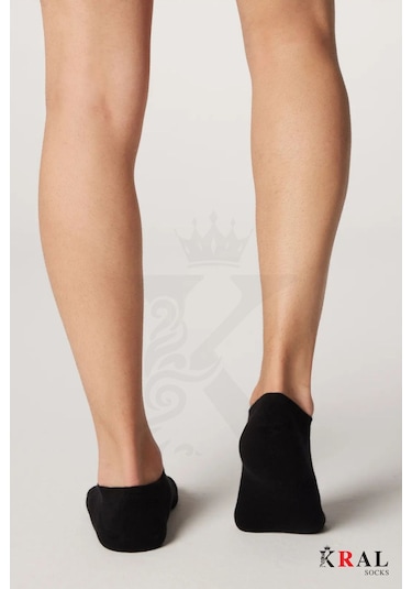 Kral Socks Düz Desen Sneakers Pamuklu Terletmez Unisex Çorap 6 Çift - Siyah