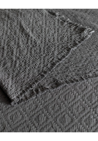 Madame Coco Vue King Size %100 Pamuk Yatak Örtüsü - Lüks Koleksiyon - Koyu Gri Gri