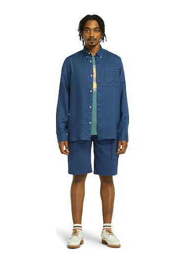 Timberland Tb0a66b9 Linen Chest Pocke Mavi Erkek Gömlek Mavi