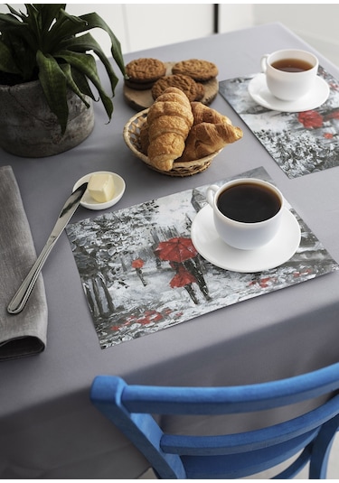 Dekoratif Baskılı Keçe Amerikan Servisi, Supla 2'Li Servis Takım  -343 Çok Renkli