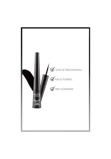 Note Cosmetique Elegant Matte Dipliner Waterproof Suya Dayanıklı - 01 Coal Black - Siyah