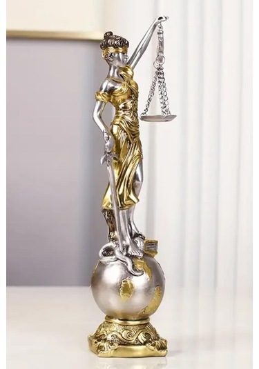 Themis Adalet Terazisi Heykeli Ve Dünya Biblo Gümüş 24cm