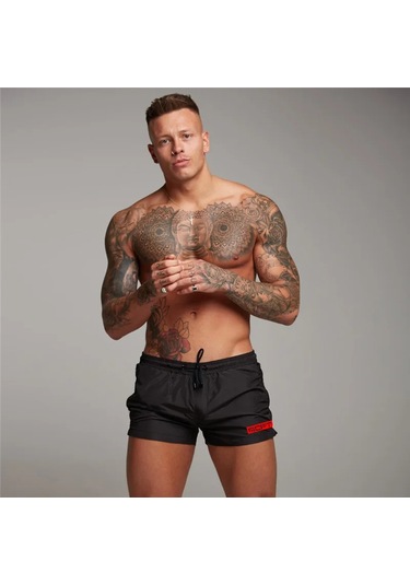 Muscleguys Erkek Spor Şortu - Nefes Alan, Hızlı Kuruyan Fitness Koşu Şortu Black