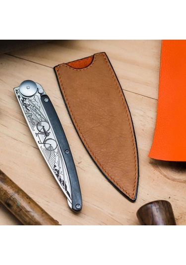 37g Kamp Deejo Leather Sheath, Natural Kahverengi