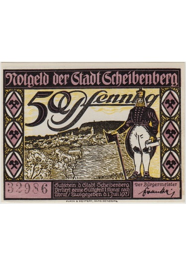 Almanya 50 Pfennig 1921 Notgeld-scheibenberg. Çil.
