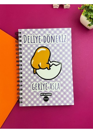 Deliye Döneriz Geriye Asla Tasarımlı Konuşan Ajanda Mor