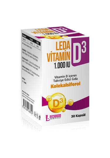 Ledapharma Leda Vitamin D3 1000 Iu 30 Kapsül