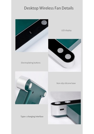 Jialan Usb Şarj Edilebilir Salınan Masa Fanı 4 Hız Ayarı 5000mah