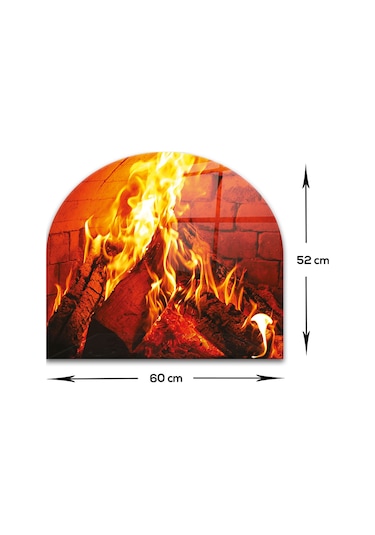 Decorita Cam Ocak Arkası Koruyucu | Oval Şekilli | Odun Ateşi